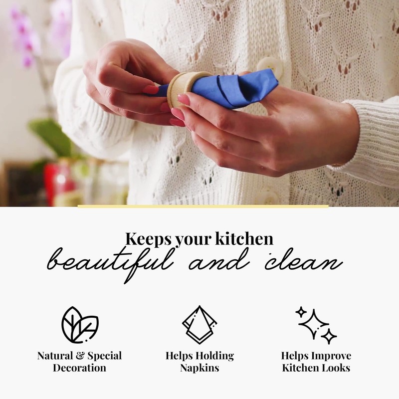 tuuli Kitchen Set of 6 Wooden Napkin Rings Table Decoration