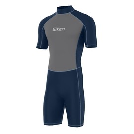 Sikma Men’s Wetsuit 3mm Neoprene Surfing Diving Suit Short Sleeves Back Zip Flexible and Comfortable Perfect for Swimming, Scuba Diving, Snorkeling (Blue, X-Large)