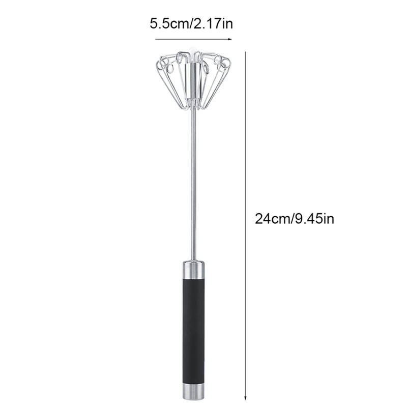 Nikou Whisk, Stainless Steel, Rustproof, Durable, Rotatable, Manual Whisk
