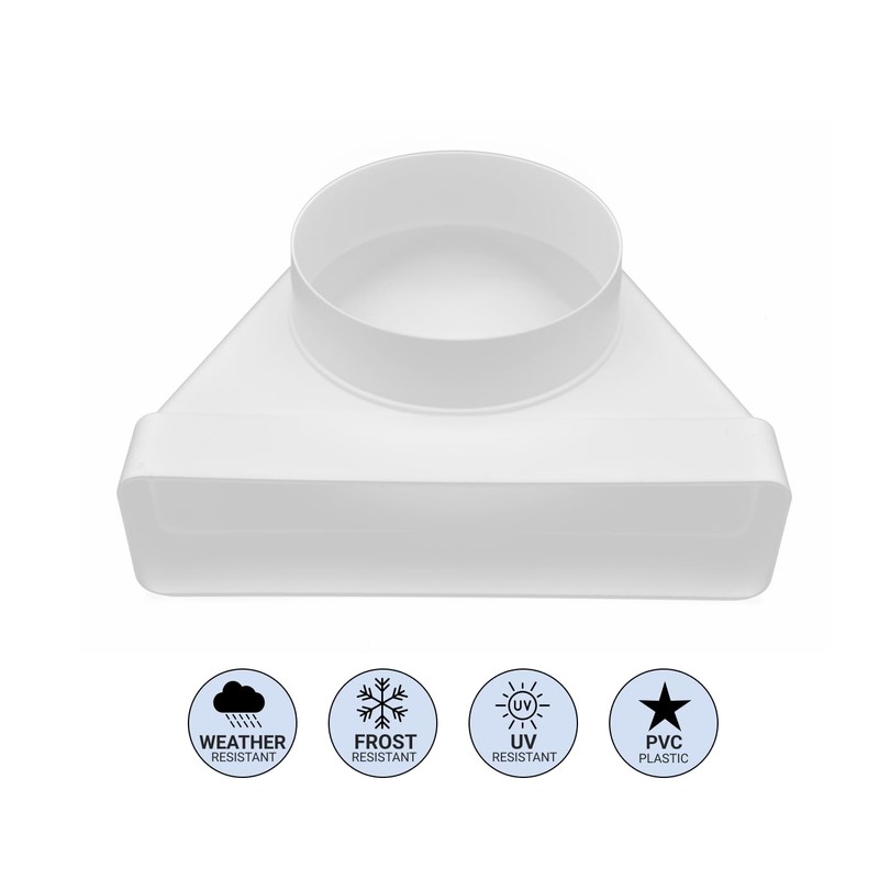H&C VENT PVC deflection piece for flat duct, 125 mm