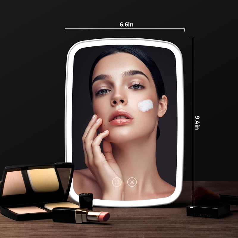 NEZZOE Lighted Makeup Mirror, Portable Mirror with Lights, 1500mAh Rechargeable