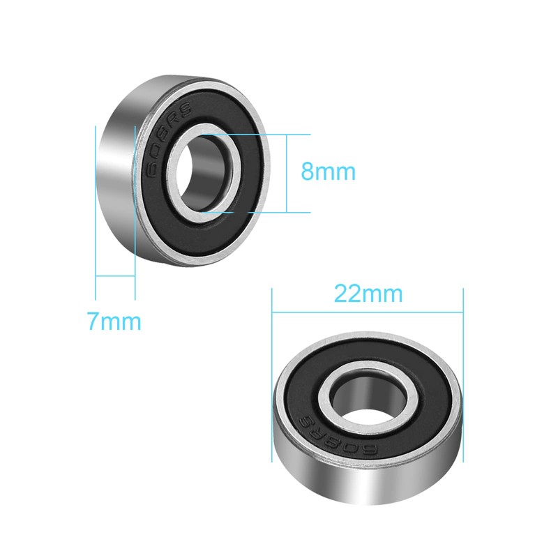 pa 4PCS 608-2RS Ball Bearings Skateboard 608-RS Double Rubber Sealed