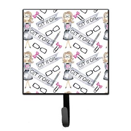 Caroline's Treasures BB7542SH4 Watercolor Girl Boss Get it Girl Leash or Key Holder, Wall Hooks, Key Hooks Holder, Coat Rack Wall Mount, Coat Hooks, Hooks for Hanging Keys, Towels, Aprons, Leashes,