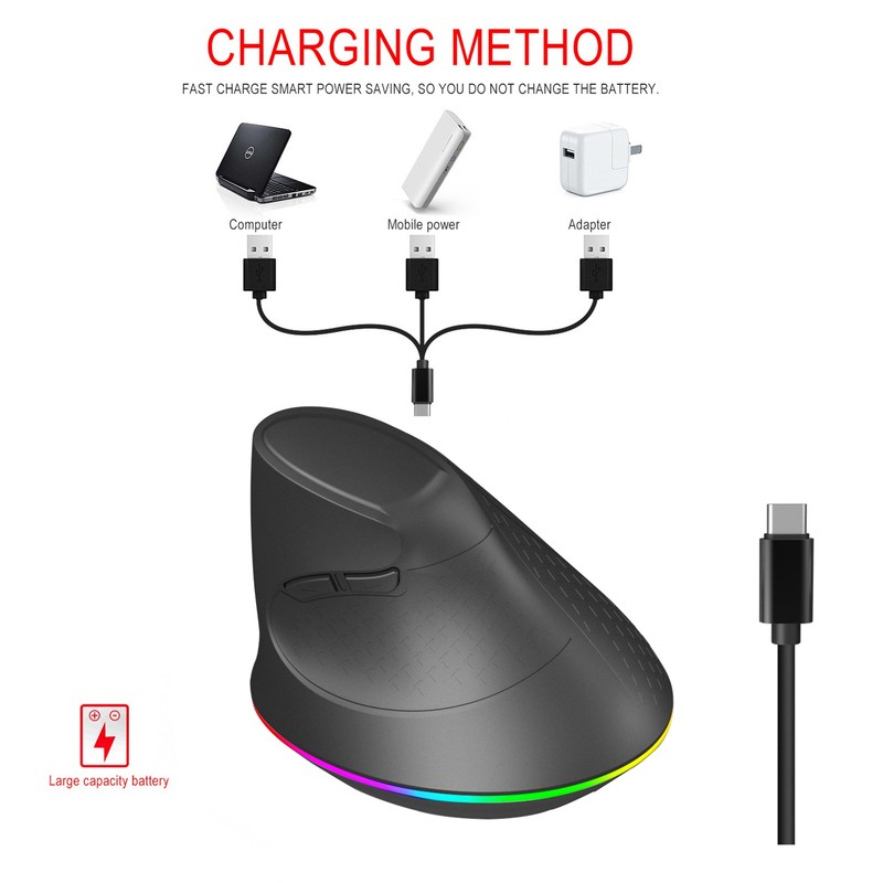 Wireless Dual-mode Mouse 2.4G/BT5.1 Computer Mouse Gaming Mouse Ergonomic Silent