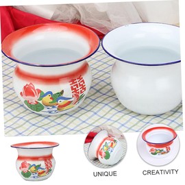 Mipcase 1Pc Durable Chamber Pot Design for Adults Practical Urine Container Easy to Clean Pee Bucket for Home and Bedroom Use Vintage Enamel Style Long Term Use