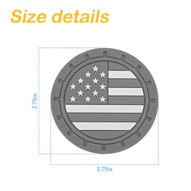 Osilly Car Cup Holder Coasters, 4 Pack American Flag Insert Car Cup Coaster, 2.75 Inch PVC Anti Slip Shockproof Embedded Drink Mat, Car Interior Decoration Accessories for SUV, Truck (Gray)