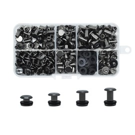 Set of 120 Chicago Screw Posts, Rivet Chicago Binding Screws, Metal Rivet Replacement Repair for Bags, Crafts, Collars, Harness, Luggage, Purse, Dog Lead, Backpack, Belt (Light Black)