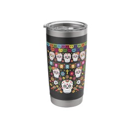 Floral Mexican Skull Day of the Dead Dia De Muertos Women Stainless Steel Insulated Tumbler