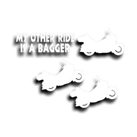 My Other Ride is A Bagger Decal for Touring Bike Motorcycle Compatible with Harley-Davidson FLH Electra Glide, Bumper Sticker 2 1/2 x 10 Inch Plus 2 Extra Bike Decals, White