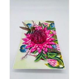 3D Hummingbird and Waratah Pop-up Card, 3d Birthday Card for Mom, Granpa, Happy Mother Day Card, All Occasions, F48