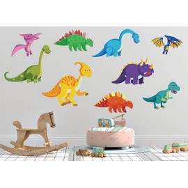 DEKOSH Dinosaur Wall Decals for Nursery Decor | Jurassic World T-rex Colorful Peel & Stick Animal Kids Wall Stickers for Baby bedroom, Playroom Murals