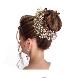 Samyak Pearl & Crystal Wedding Bridal Beautiful Designer Hair Vine Accessories / Veni / Tiara / Hair Pin/ Juda Pin For Women & Girls,1a Gold