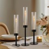 Black Hurricane Candle Holders, Set of 6 Glass Taper Candlestick