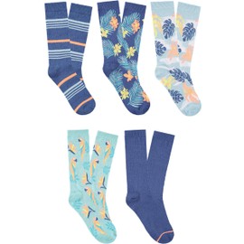 CARIBBEAN JOE Men's Dress Socks, Birds of Paradise Pattern, 5 Pack, Fun Colorful Novelty Socks for Men, Non-Slip Thin, Blue, One Size
