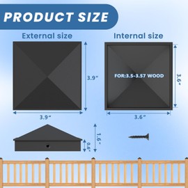 4x4 Post Caps, 20 Pack Aluminum Pyramid Caps for (Actual 3.5" x 3.5") Wood Posts, Black Fence Post Caps, Matte Post Covers for Fence, Deck, and Mailbox
