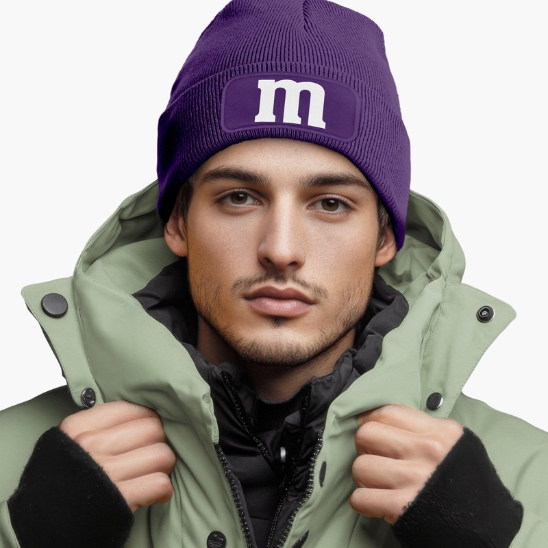 MoonWorks® Men's Beanie Patch Knitted Hat with Letter M Print