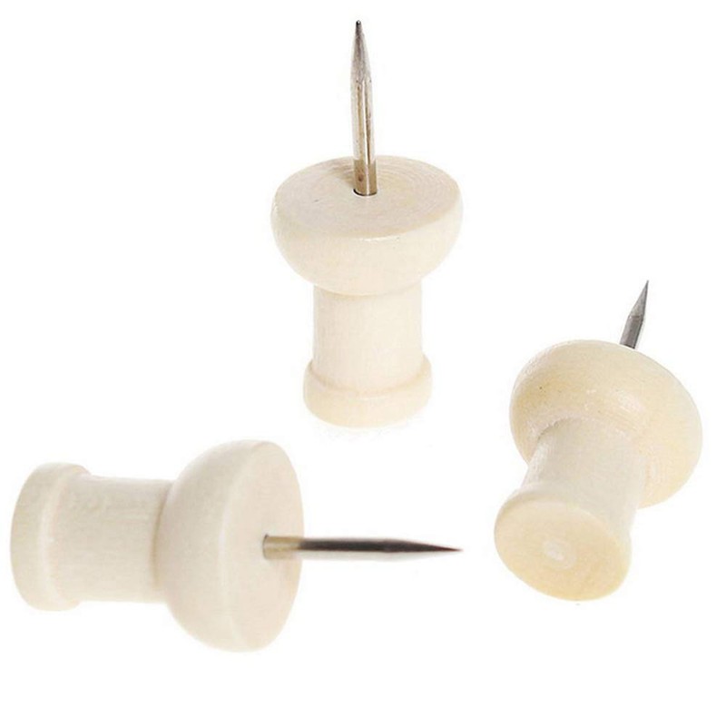 40 Pieces Wooden Push Pins Cork Board Pins Wooden Thumb