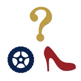 Heels Wheels Gender Reveal Cut-outs, 12-Pack Double-sided Table Topper Baby Shower Party Decorations