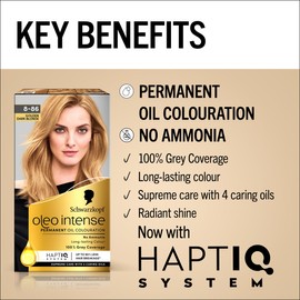 Schwarzkopf Oleo Intense Permanent Oil Colour 8-86 Golden Dark Blonde Hair Dye, 100% Grey Coverage, Conditioner with HaptIQ System, Long-Lasting Colour, Ammonia Free Hair Dye
