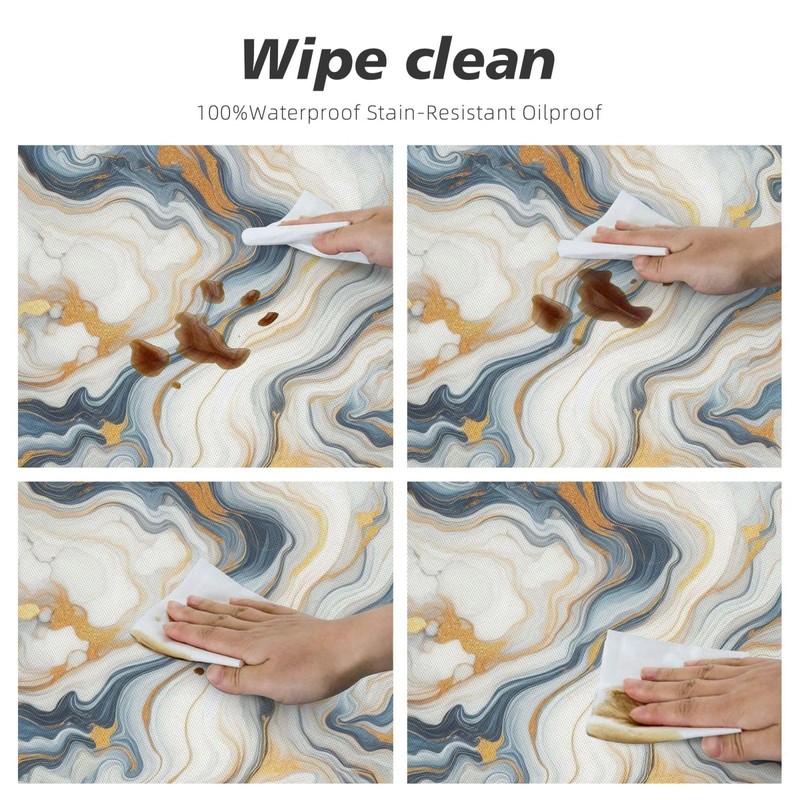 Gbuzozie Abstract Gold and Teal Marble Tablecloth with Elastic Edge,