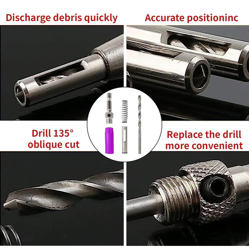 17 Pcs Hinge Drill Bit Set, 8 Pcs HSS Self