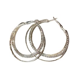 Huacan Women's S925 Round Drop Earrings Large Lightweight Chunky Thin Hoop Earrings with Zircon Hypoallergenic Earring for Women and Girls Fashion Jewellery for Everyday Party, Zinc