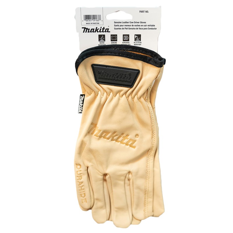 Makita P-84632 Cow Driver Leather Gloves, Size Large