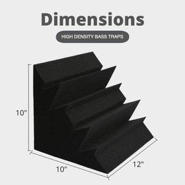 TRUE NORTH Bass Traps w/Adhesive 8 Pack - Recording Studio Acoustical Treatments - Studio Foam Bass Trap Panel Acoustic Treatment - Sound Foam Corner To Trap Bass, Bass Traps Acoustic Foam Corner