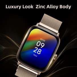 J-CD Smart Watch for Women, 1.85 inch Large Screen, Support Make Voice/Bluetooth/Sports Mode, Fitness Trackers/Heart Rate/Calories/Sleep Monitor, Compatible with Android/iOS, IP68 Waterproof