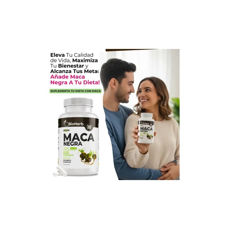 Maca Negra 100 Pura Bioherb 180 Cápsulas Suplemento