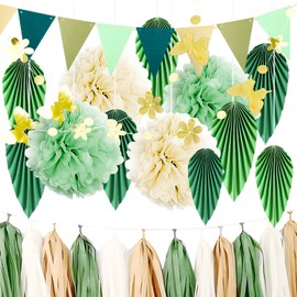 dellyy Pack of 15 Party Decoration, Garden Party, Boho Birthday Decoration, Tissue Paper Pompoms, Hawaiian Decoration for Wedding, Baby Shower, Decoration, Prom, Garden Party Decoration