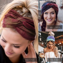 DRESHOW 6 Pack Wide Headbands for Women Extra Large Turban Headband Boho Head Wrap Elastic Hairbands Hair Twisted Knot Hair Accessories