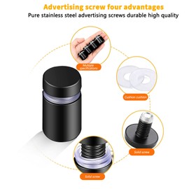 Eagles Sign Standoff Screws,8PCS (3/4 x 1 inch,Black) Stainless Steel Standoff Screws, Advertising Nails Acrylic Standoff Screws Acrylic Wall Mount Hardware Kit for Glass Acrylic Signs Boards