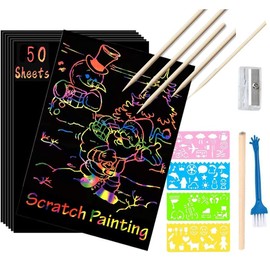 Scratch Art, Solid Color, Scratch Art Sketch, Rainbow Picture, Set of 62, Free Creative Scratch Board, Paper, Education, Toy Painting Stationery, Free Creation, Scratch Board, Carafra, Paper Art, Children's Educational Toy, Drawing, Safe and Non-Toxic, H
