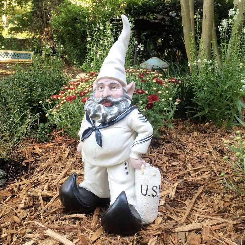 Nowaday Gnomes - Navy Sailor Gnome in White Uniform with