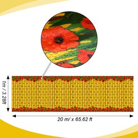Dunzoom Brick Road Backdrop Brick Red Flower Field Road Runner Photography Background Birthday Party Decorations Princess Floral Party Supplies for Bridal Shower(3.28 x 65.62 ft)