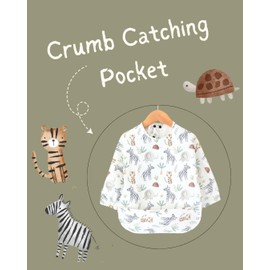 Bibbilyboo Waterproof Long Sleeve Feeding Coverall - Baby Weaning Bib - 6-18 Months - Coverall for Baby - Easy Clean - Crumb Catcher Pocket - Size Adjustable (Wild Animals (Safari)