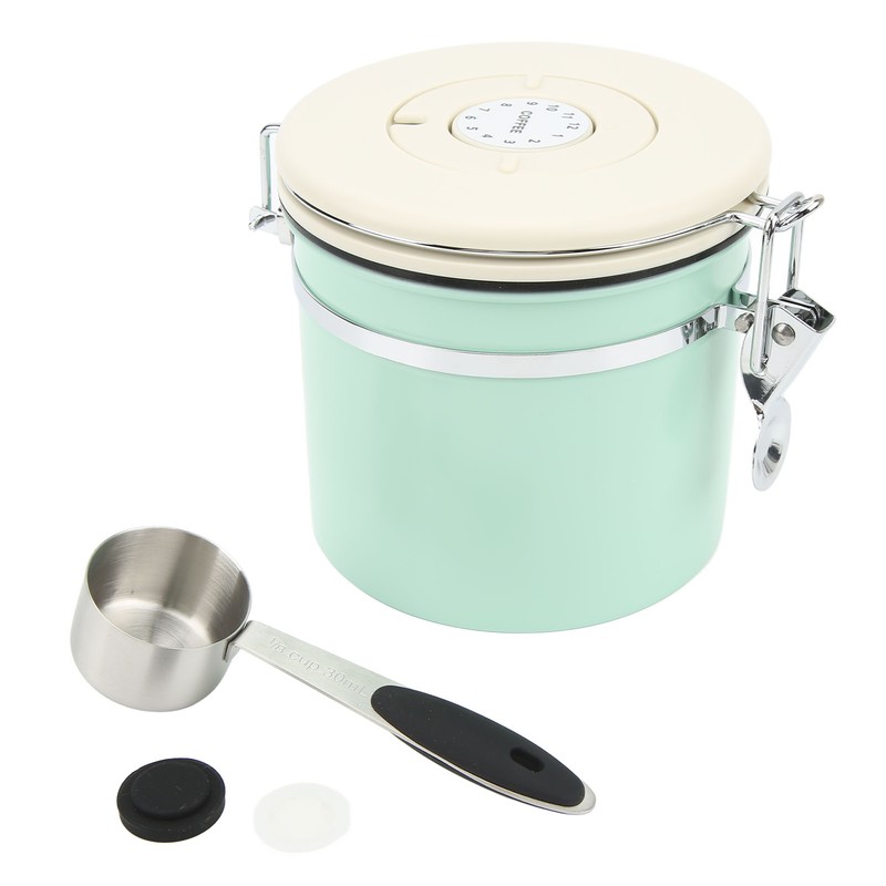 Coffee Canister Mint Green Food Grade Stainless Steel Airtight Coffee