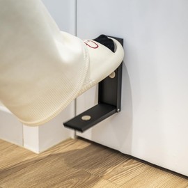 MONOFLAT One Touch Door Stopper Kickdown for Botton of Door, Made in Korea, No Drilling, Aluminum Material, Door Holder, Heavy Duty Door Stops, Keep Door Open, Self-Adhesive, (Silver)(1PCS)