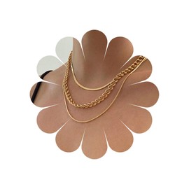 Cimenexe Bohemian Layered Snake Chain Necklace Gold Sleek Chain Choker Necklace Multi Cuban Curb Link Chain Necklace Punk Herringbone Chain Necklace Jewelry for Women and Girls Gifts