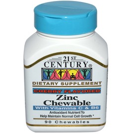 21st Century, Zinc Chewable, Cherry Flavored, 90 Chewables - 2PC