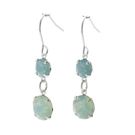 pewterhooter Sterling Silver Sparkling Pacific Opal and Chrysolite Opal Crystal Drop Earrings for Women