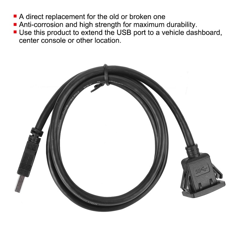 USB 3.0 Dashboard Adapter Line Car Motorcycle Single Port Audio