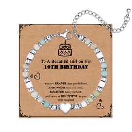 Toplstud 10th Birthday Gift for Girls - Stainless Steel Bracelets for Girls - Birthday Jewellery Gift for Daughter Granddaughter Sisters Niece - Bracelets for Teenage Girl