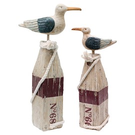 Linfevisi Seagull Decor Resin Sea Gulls Statue Outdoor Nautical Decor Seabirds Figurines Outdoor Bird Decor Seagull Figurine Birds Yard Decor Beach Decor Coastal Garden Decor Lawn Ornaments 2 Pack