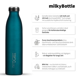 720°DGREE Stainless Steel Drinking Bottle ‘milkyBottle’ - 500 ml - Perfect for Children, BPA-Free, Leak-Proof, Suitable for Carbonated Drinks - Small Thermos for Carbonated Drinks, Sports, School, Fitness