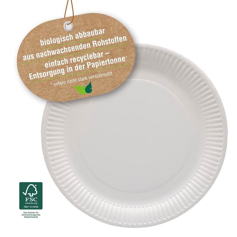 Ökolution Disposable Paper Plates Pack of 25 Biodegradable FSC Made