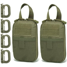 MUCHER 2 x Tool Bag Organiser Small Multitool Bag Tactical EDC Bag Molle Pouch Utility Compact Backpack Additional Pockets for Outdoor Hiking Hunting Camping (Green)