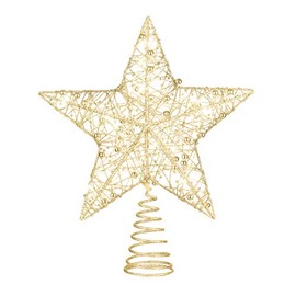 TOYANDONA Tree Toppers Christmas Decorations Christmas Tree Star Topper Xmas Light Up Star for Party Decoration (Golden)