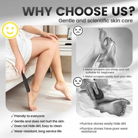 BEZOX Double-Sided Glass Foot File Callus Remover(1 PCS), Foot Scrubber for Dead Skin, Smooth Feet Pedicure Tools for Feet, Pumice Stone for Feet, Heel Scraper for Cracked Heels - Black